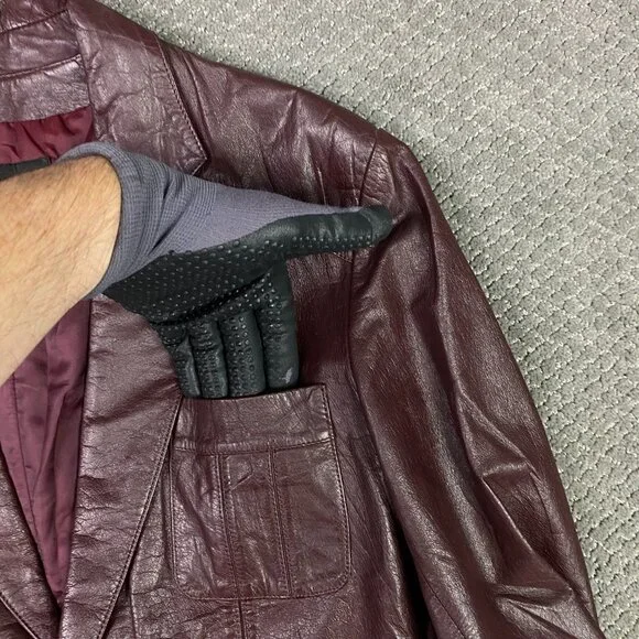Vintage Wilsons Leather Jacket Blazer Men's 42 Fits 38-40 Burgundy Oxblood 70s - Picture 4 of 14